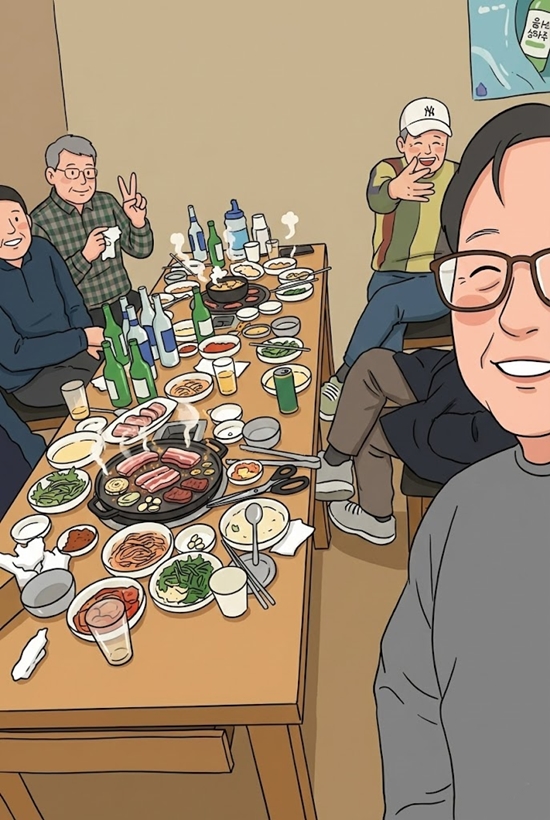 당구 게임하고 나서 즐거운 한잔~