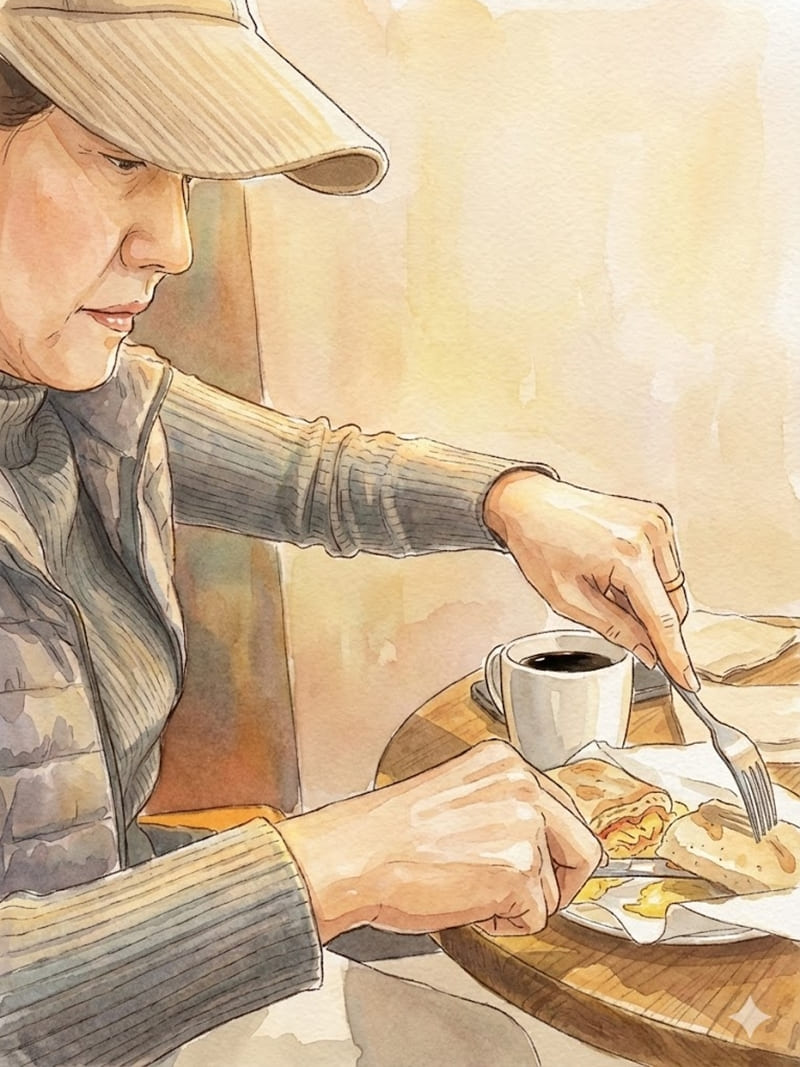 샌드위치 자르는 아내